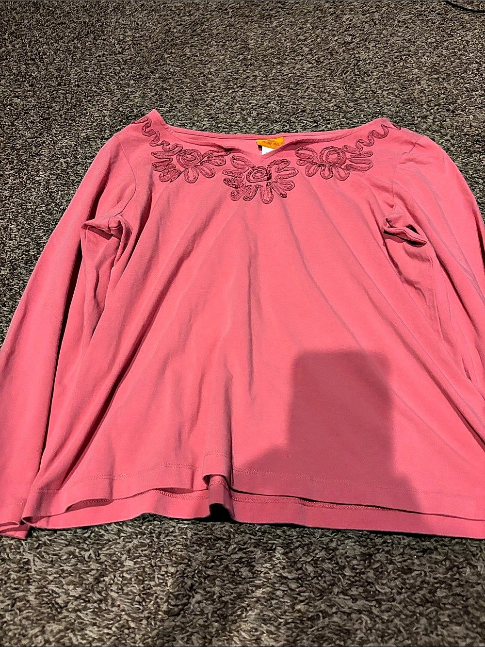 Ruby Rd. Embroidered Long Sleeve Tunic in Pink Like New